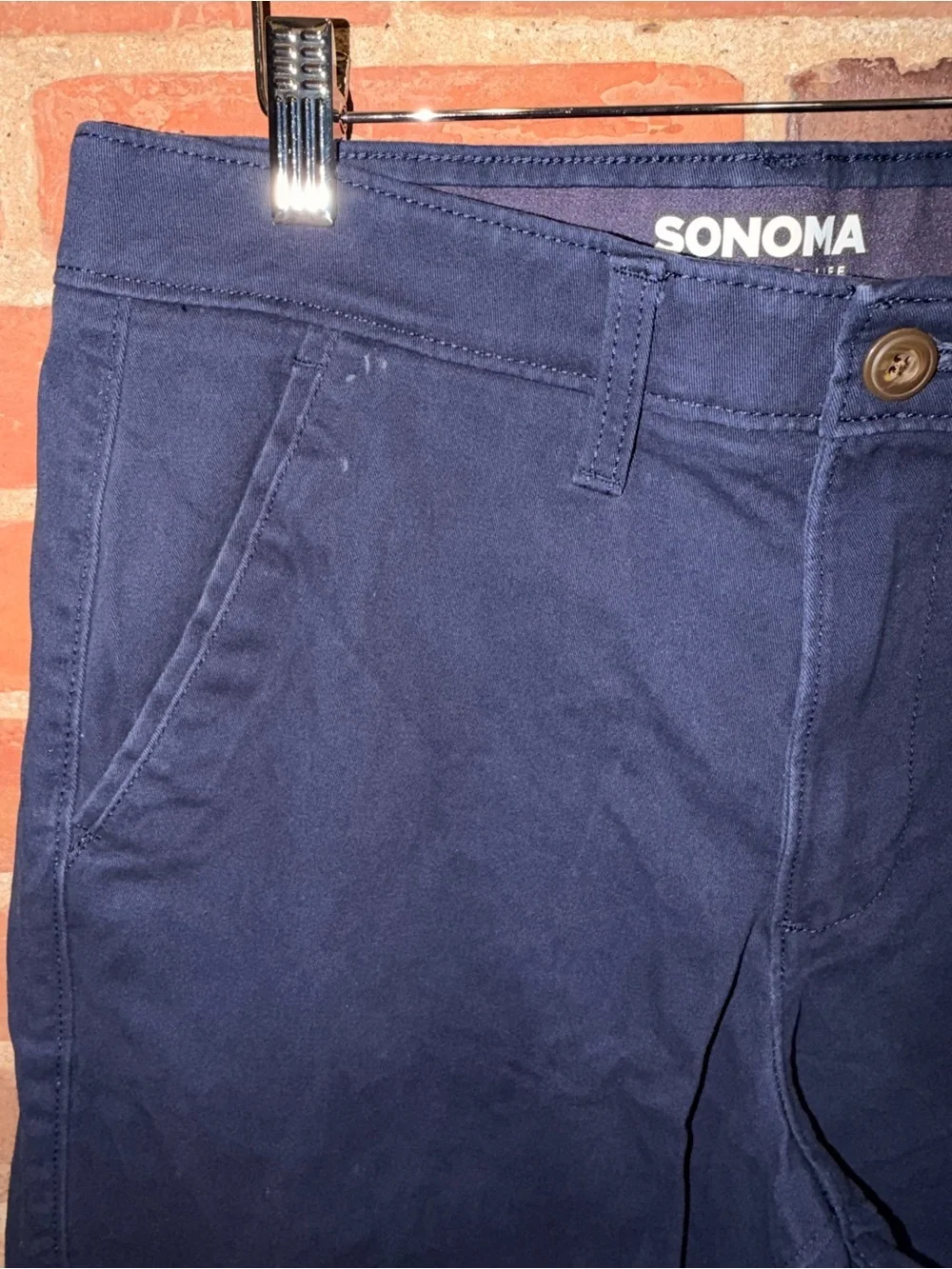 Sonoma Men's Navy Chino Shorts Blue Golf Flexible Bottoms